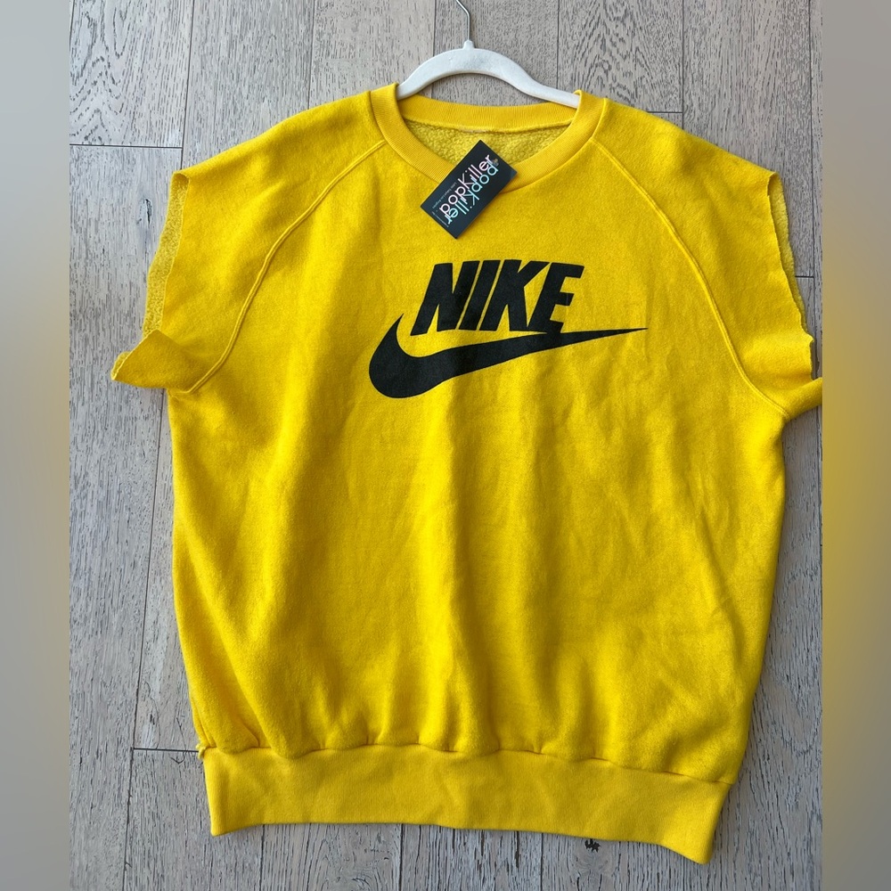 Unisex Yellow Vintage Nike Cutoff Sweatshirt